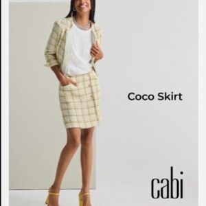 CAbi Coco Skirt - Cream and Yellow Plaid